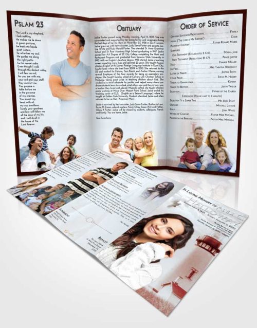 Obituary Template Trifold Brochure Ruby Love Lighthouse Clarity