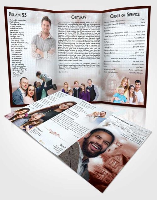 Obituary Template Trifold Brochure Ruby Love Lighthouse Lookout