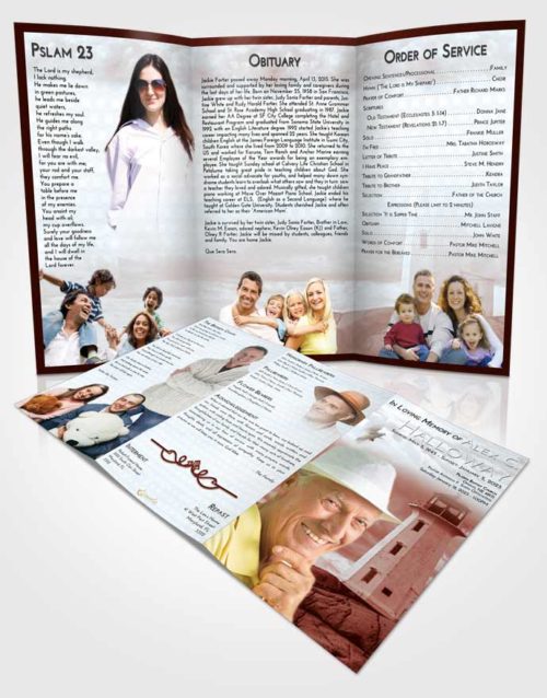 Obituary Template Trifold Brochure Ruby Love Lighthouse Safety