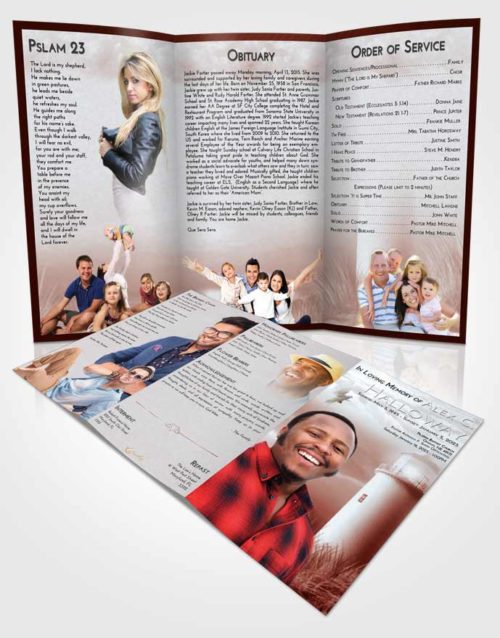 Obituary Template Trifold Brochure Ruby Love Lighthouse Serenity