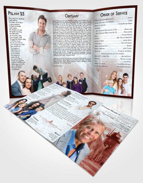 Obituary Template Trifold Brochure Ruby Love Lighthouse Tranquility