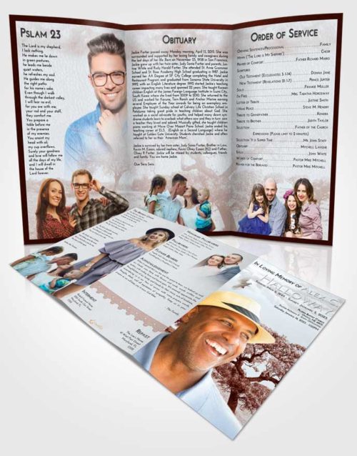 Obituary Template Trifold Brochure Ruby Love Loving Leaves