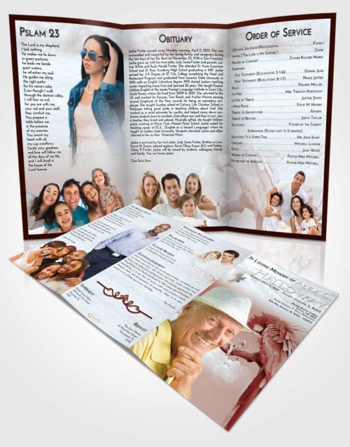 Obituary Template Trifold Brochure Ruby Love Magical Parrot