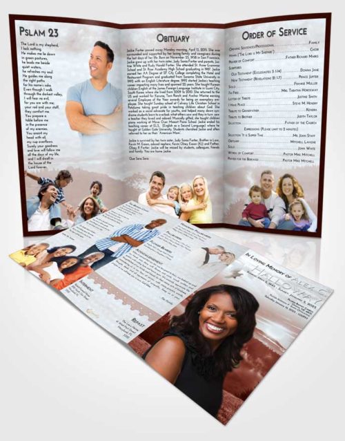 Obituary Template Trifold Brochure Ruby Love Misty Forest