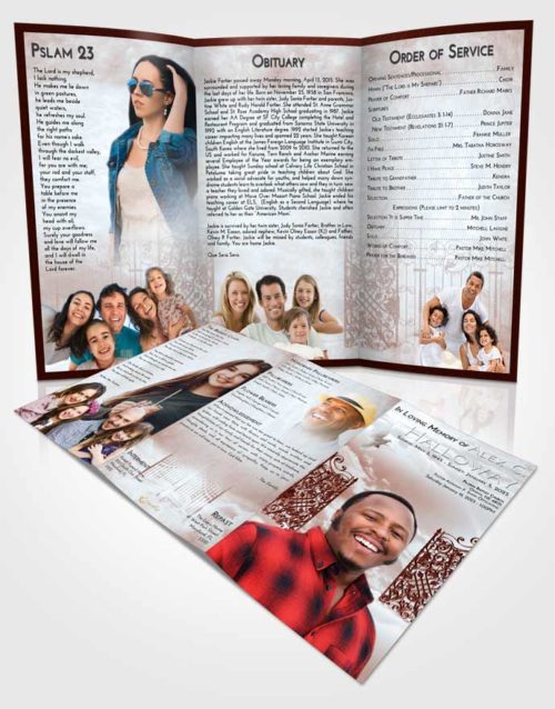 Obituary Template Trifold Brochure Ruby Love Pearly Gates of Heaven