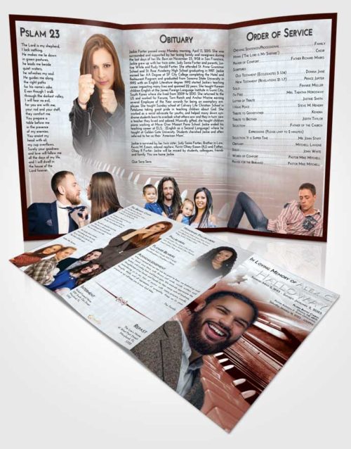Obituary Template Trifold Brochure Ruby Love Piano Passion
