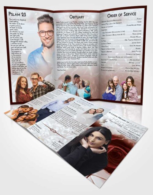 Obituary Template Trifold Brochure Ruby Love Piano Rose