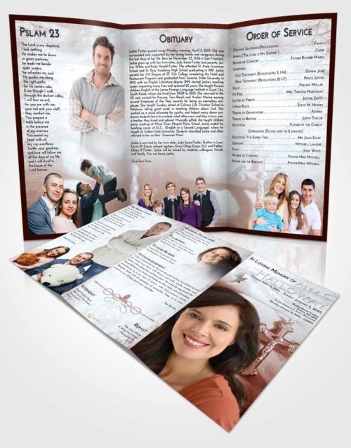 Obituary Template Trifold Brochure Ruby Love Rosary Honor