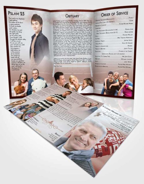 Obituary Template Trifold Brochure Ruby Love Rugby Passion