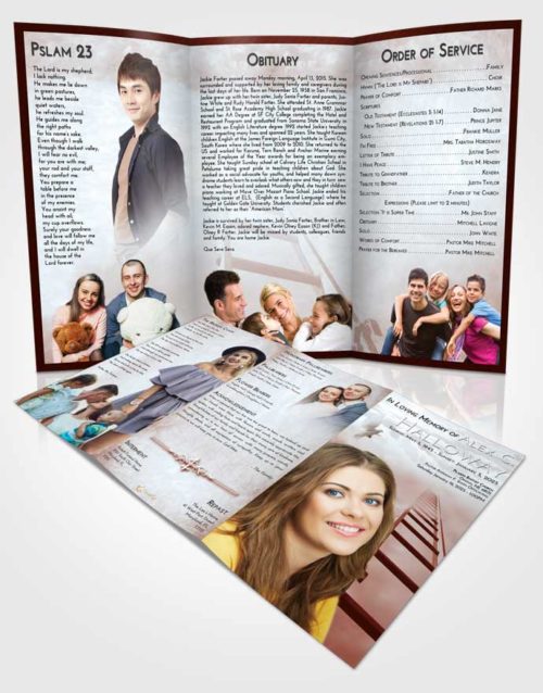 Obituary Template Trifold Brochure Ruby Love Stairway to Forever
