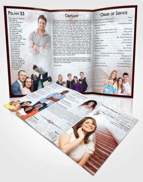 Obituary Template Trifold Brochure Ruby Love Stairway to Magnificence