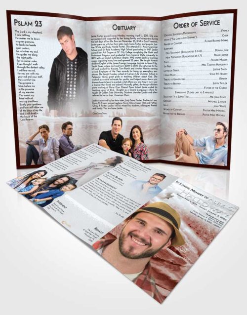 Obituary Template Trifold Brochure Ruby Love Summer Waves