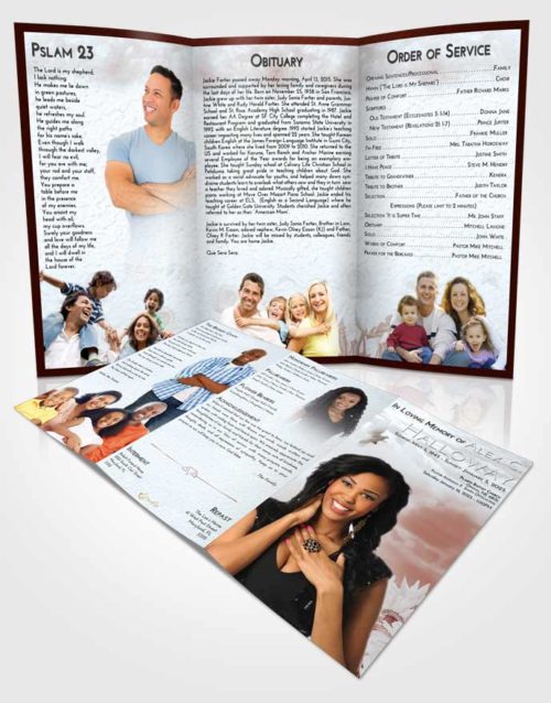 Obituary Template Trifold Brochure Ruby Love Sunflower Bliss