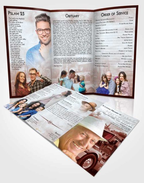 Obituary Template Trifold Brochure Ruby Love Trucker Days