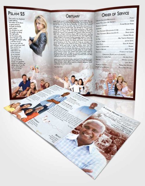 Obituary Template Trifold Brochure Ruby Love Waterfall Masterpiece