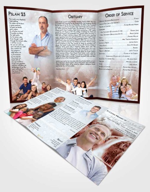 Obituary Template Trifold Brochure Ruby Love Waterfall Paradise