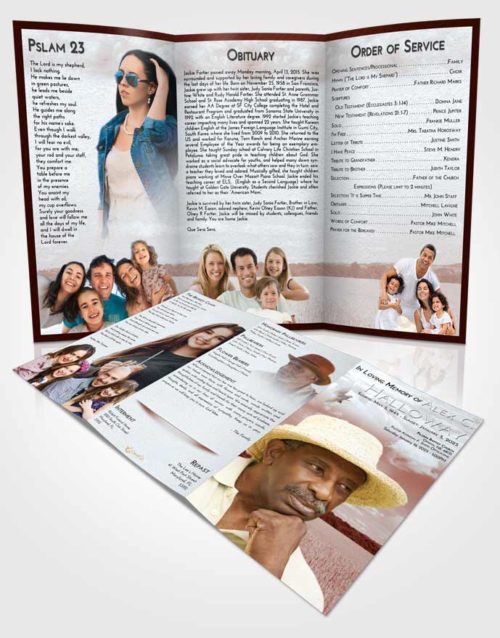 Obituary Template Trifold Brochure Ruby Love Wheat Serenity