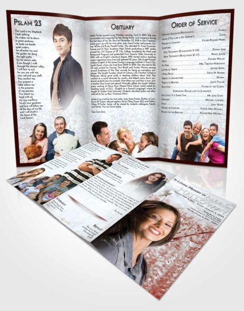 Obituary Template Trifold Brochure Ruby Love Whispering Flowers