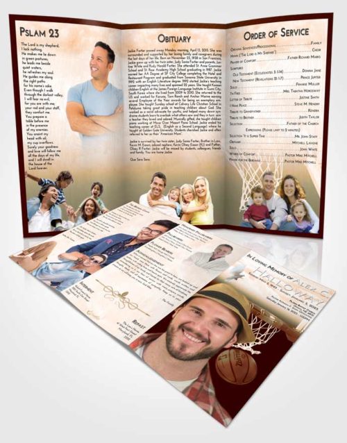 Obituary Template Trifold Brochure Soft Dusk Basketball Journey