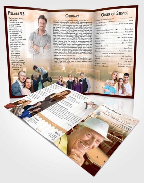 Obituary Template Trifold Brochure Soft Dusk Billiards Journey