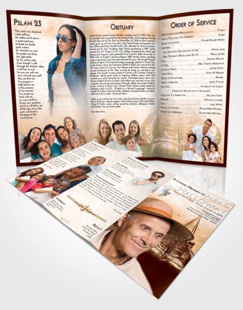 Obituary Template Trifold Brochure Soft Dusk Boxing Victory