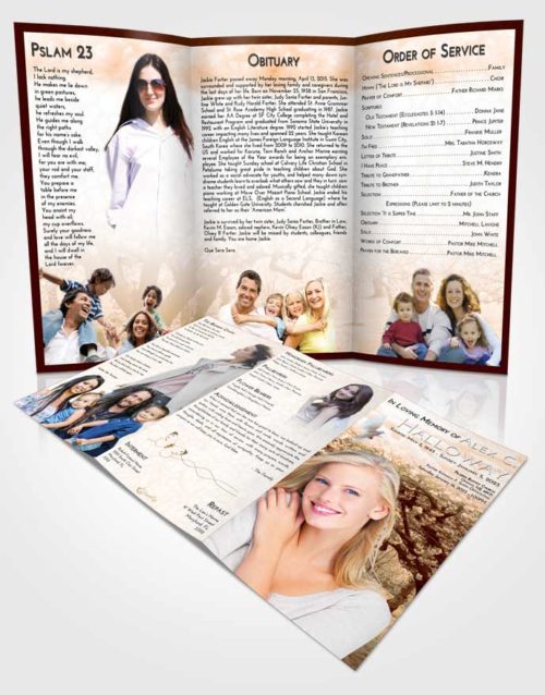 Obituary Template Trifold Brochure Soft Dusk Flowering Path