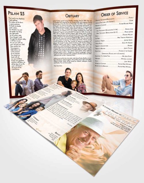 Obituary Template Trifold Brochure Soft Dusk Water Droplet