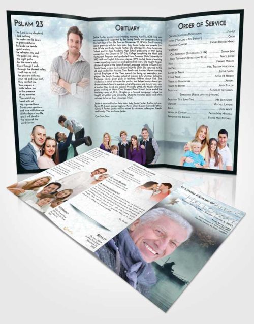 Obituary Template Trifold Brochure Soft Emerald Love Fishing Tranquility