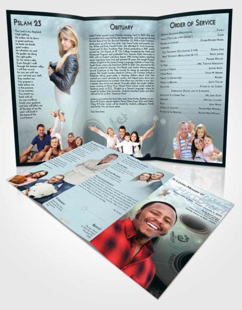 Obituary Template Trifold Brochure Soft Emerald Love Soccer Miracle
