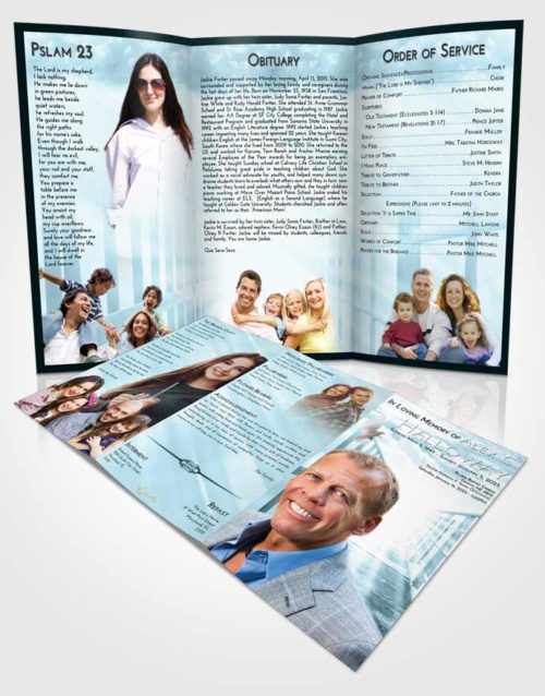 Obituary Template Trifold Brochure Soft Emerald Love Stairway to Faith
