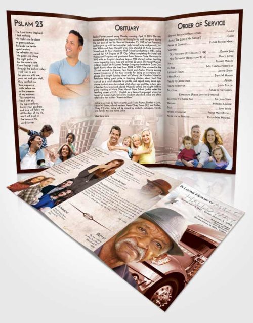 Obituary Template Trifold Brochure Stawberry Love Trucker Hours