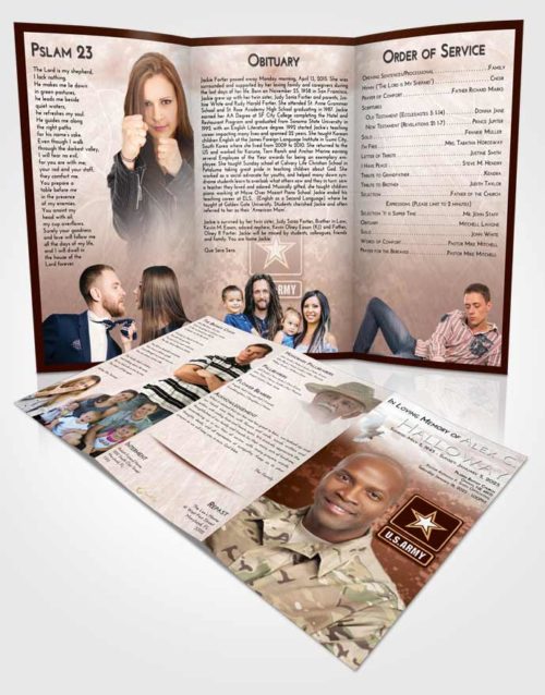Obituary Template Trifold Brochure Strawberry Love Army Duty
