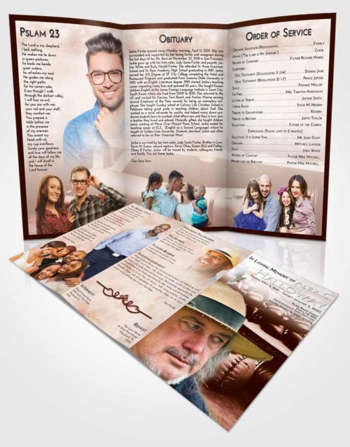 Obituary Template Trifold Brochure Strawberry Love Boxing Life