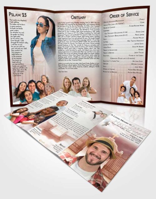 Obituary Template Trifold Brochure Strawberry Love Clear Gates For Heaven