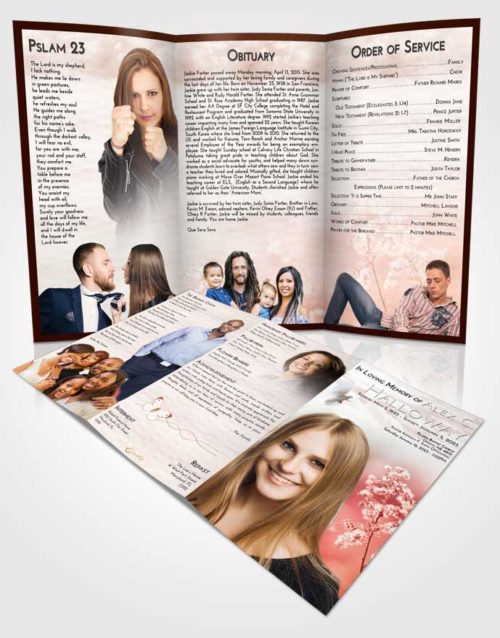 Obituary Template Trifold Brochure Strawberry Love Colorful Spring