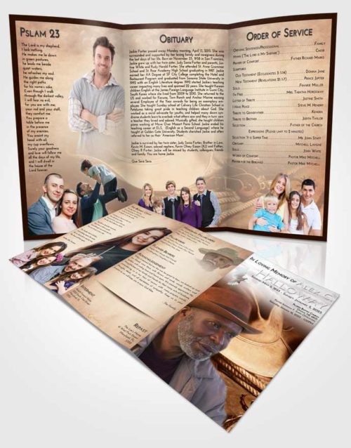 Obituary Template Trifold Brochure Strawberry Love Cowboy Serenity