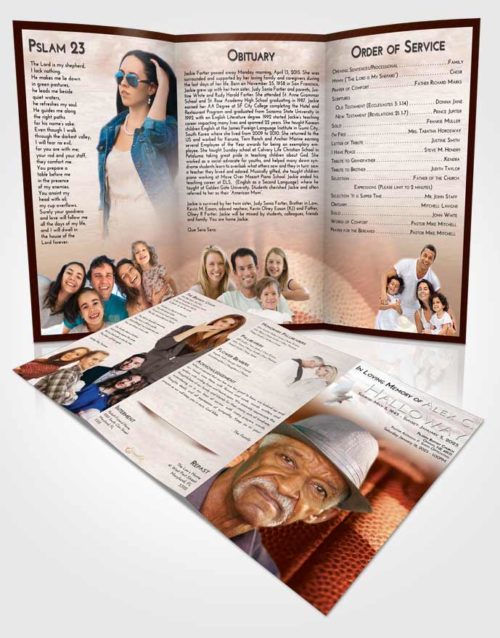 Obituary Template Trifold Brochure Strawberry Love Football Journey