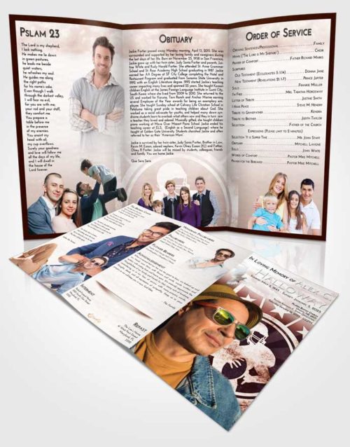 Obituary Template Trifold Brochure Strawberry Love Football Surprise