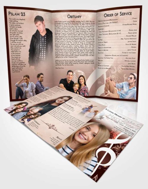 Obituary Template Trifold Brochure Strawberry Love G Clef