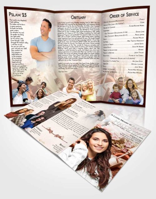 Obituary Template Trifold Brochure Strawberry Love Gardening Memories