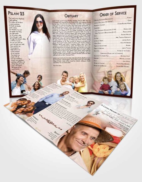 Obituary Template Trifold Brochure Strawberry Love Gardening Morning