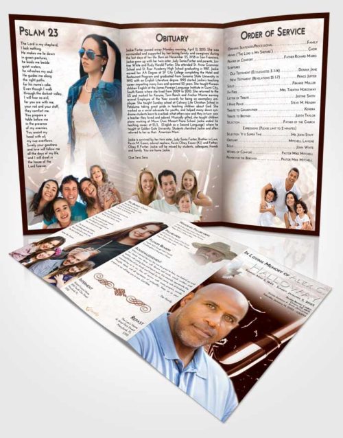 Obituary Template Trifold Brochure Strawberry Love Golf Swing