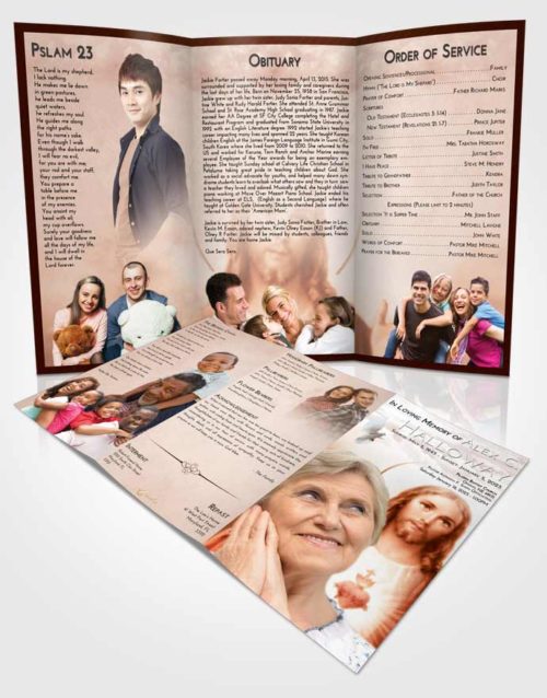 Obituary Template Trifold Brochure Strawberry Love Jesus our Lord