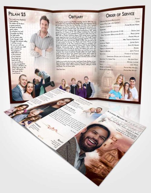 Obituary Template Trifold Brochure Strawberry Love Lighthouse Lookout