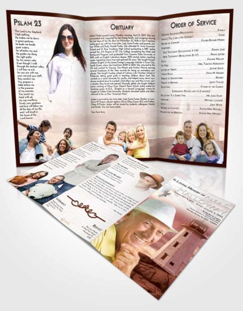Obituary Template Trifold Brochure Strawberry Love Lighthouse Safety