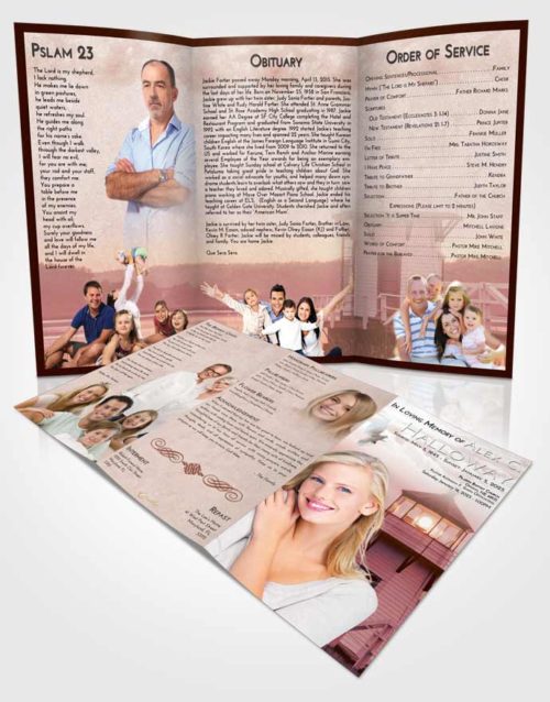 Obituary Template Trifold Brochure Strawberry Love Lighthouse Surprise