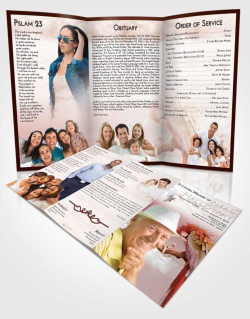 Obituary Template Trifold Brochure Strawberry Love Magical Parrot