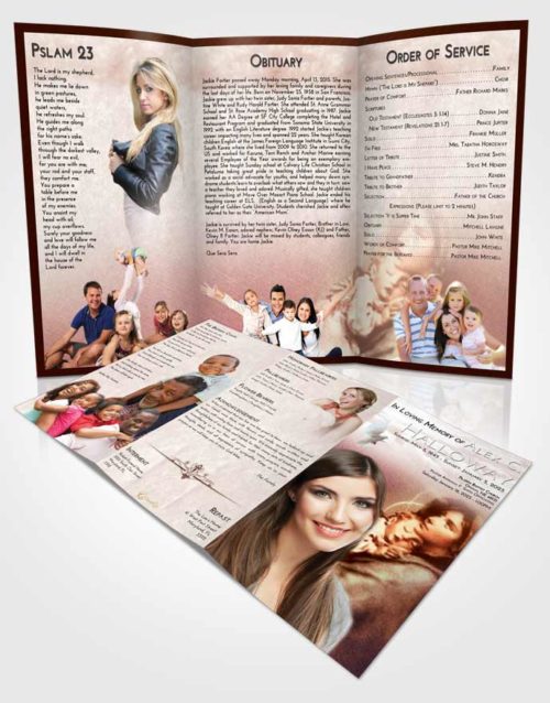 Obituary Template Trifold Brochure Strawberry Love Mary and Jesus