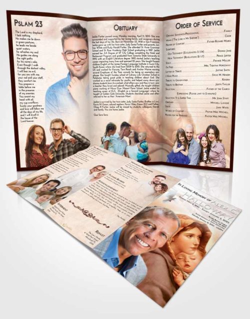 Obituary Template Trifold Brochure Strawberry Love Mother Mary