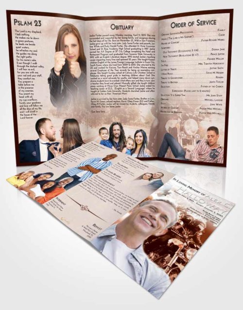 Obituary Template Trifold Brochure Strawberry Love Motorcycle Days